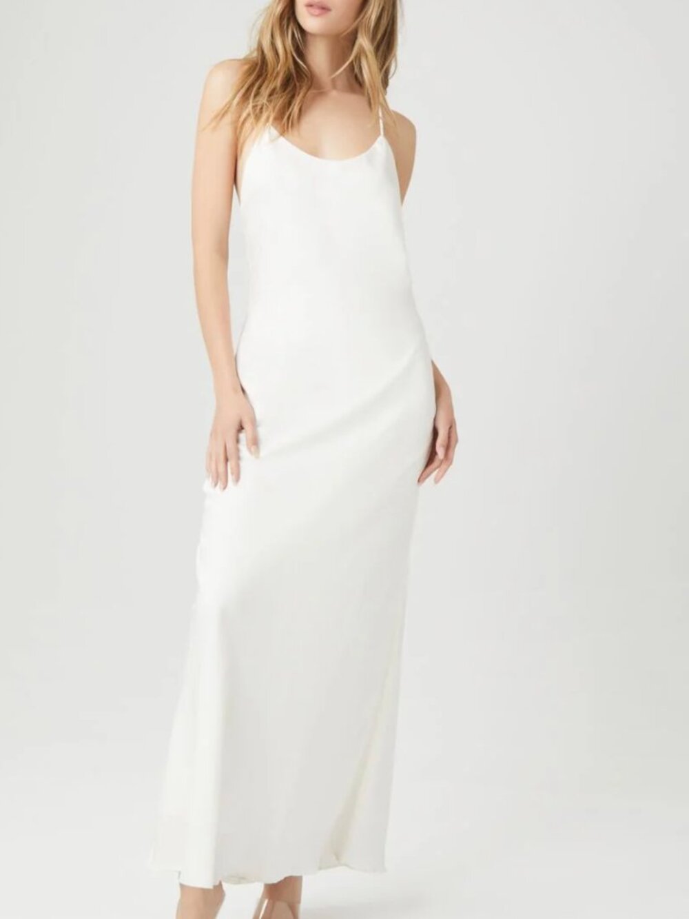 Forever 21 Satin Y-Back Maxi Slip Dress Size Small Gorgeous!